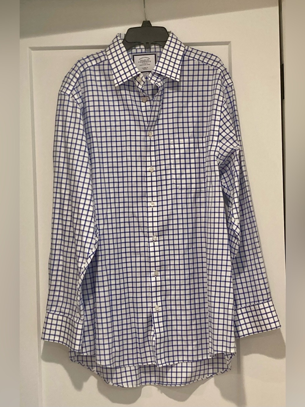 Charles Tyrwhitt Blue/White Window Pane/ Check Cotton Slim Fit Dress Shirt